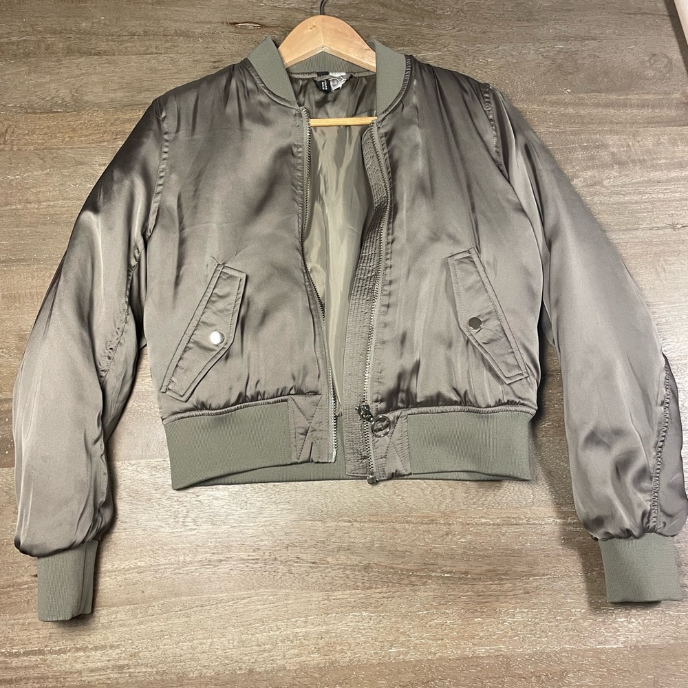 H&M green bomber jacket